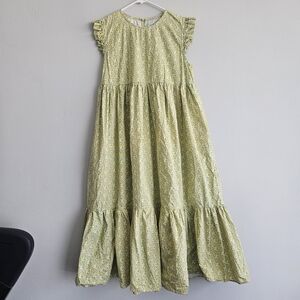 Girls' Light Green Floral Maxi Dress